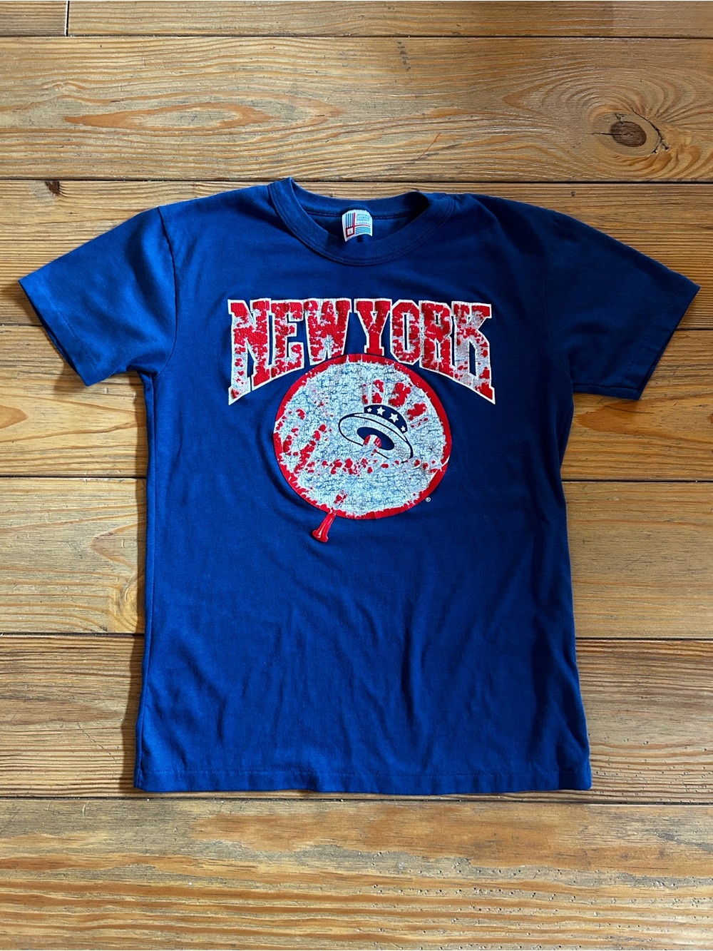Vintage New York Yankees Graphic Tee - Blue - Old Logo